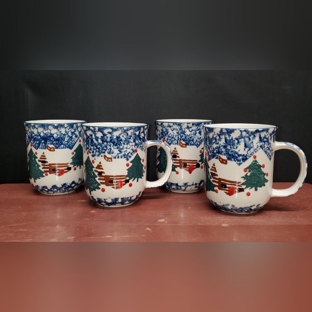 Cabin in the Snow 10 ounce Mugs Folk Craft by TIENSHAN